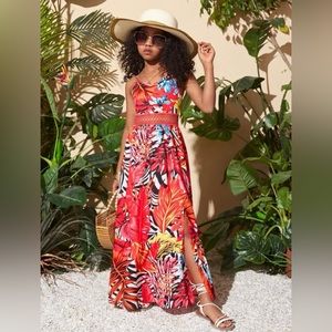 12y girl, Tropical Print Maxi Dress